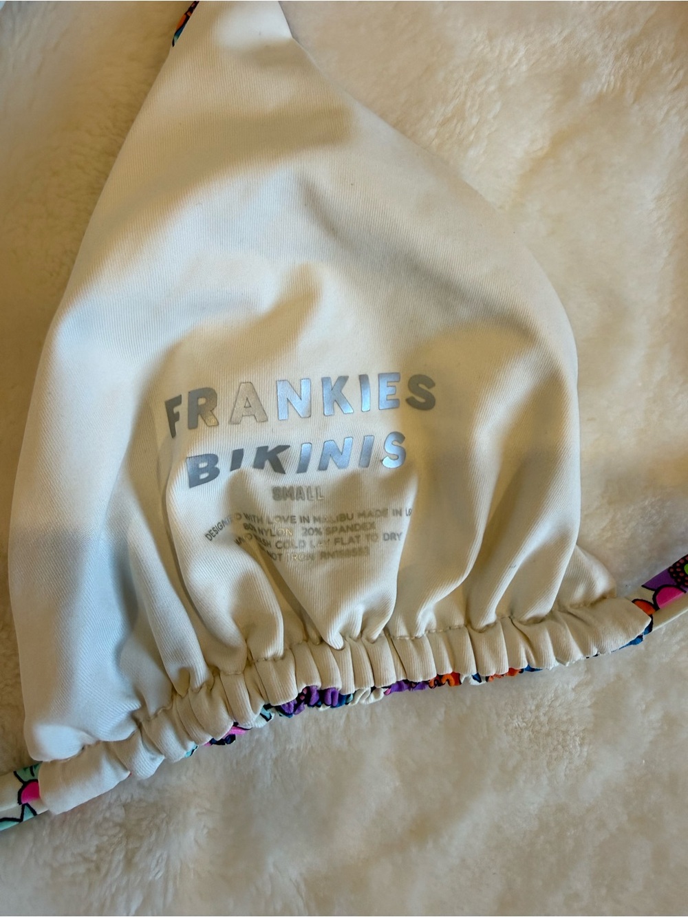 Frankies Bikinis Tie-Side Triangle Bikini Set - Bright Multicolor - Picture 3 of 4